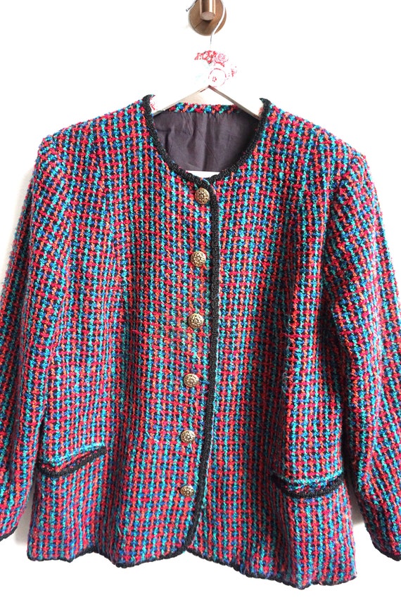 Vintage Women Blazer / Jacket Checked Check / Smo… - image 4