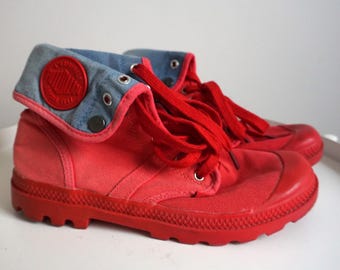 Vintage Palladium boots / Shoes / Sneakers / Red / Jungle / size US 7 / Europe 38 / UK 5 / high sneakers / Rain boots / Punk / Platform