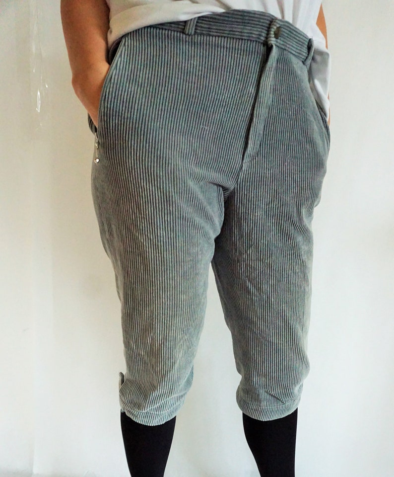 Vintage Womens Velvet Shorts Gray Blue Fusalp High Waisted High waist long shorts 42 33 Capris Trousers
