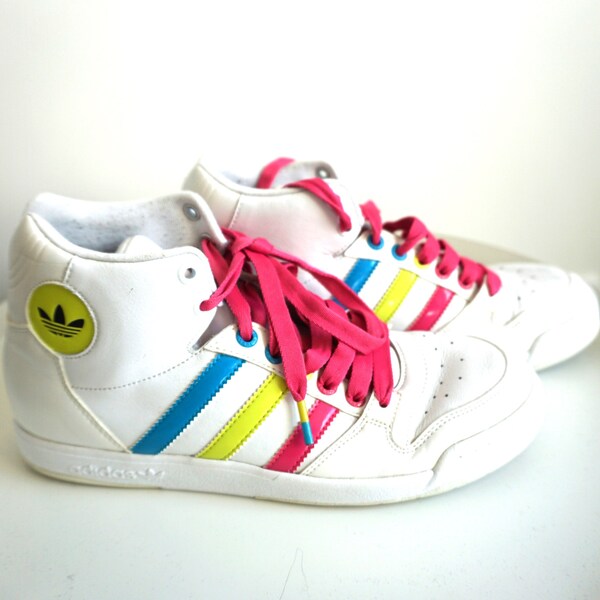 Vintage ADIDAS Originals Boots / Trainers / Neon/ High / Sneakers / Shoes / Shoe / UK 7 / Eur 40 2/3 / US 8.5 / Trefoil / Basketball / Tie