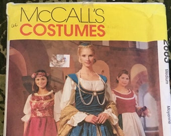 McCalls Costume  2263 -uncut medium size medieval Costumes: Gown Over Dress Snood and Shawl Sewing - role playing, dance, masquerade