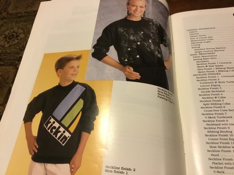 master pattern and 8 different sizes Vintage 1989 Kwik Sew\u2019s Sweatshirt Unlimited Book /& Master Pattern