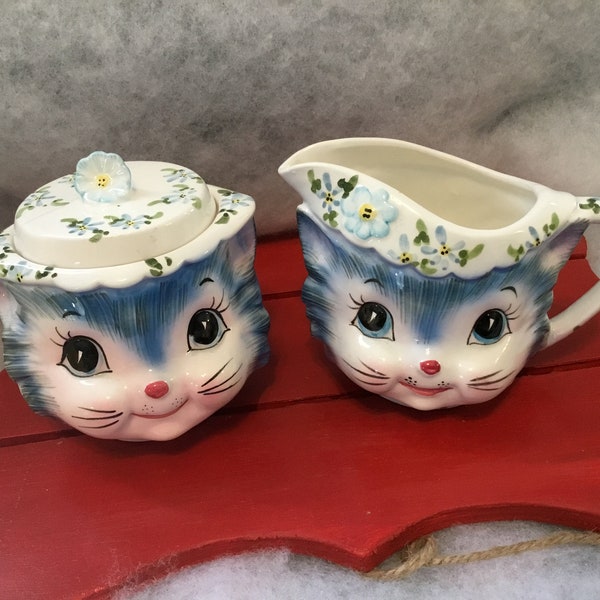 Absolutely adorable Miss Priss creamer and Sugar bowl set made by Lefton. Miss Priss creamer and sugar bowl, Lefton Miss Priss Creamee
