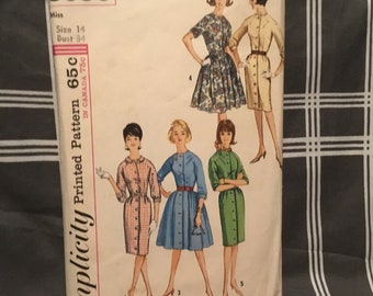 Awesome vintage 1963 Simplicity 5036 pattern - Misses one-piece Dress and two skirts- size 14- 5 different choices of this  dress and skirt.