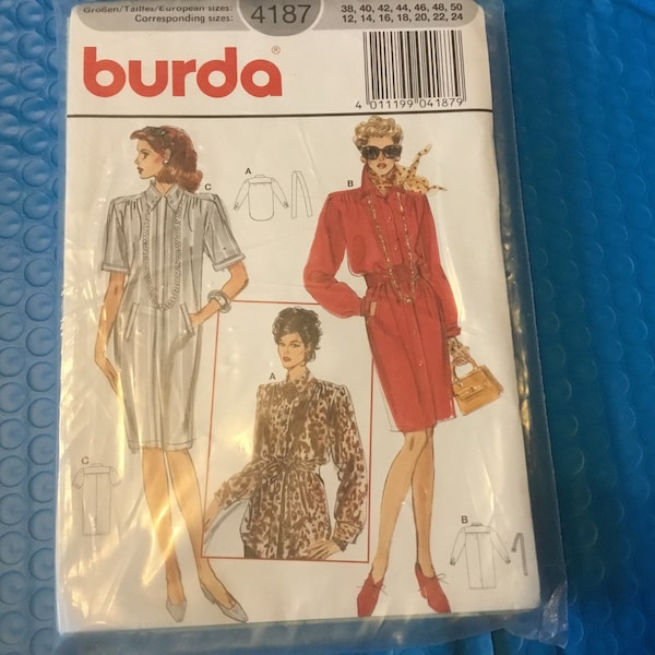 Burda 4187 pattern misses shirtwaist pattern, shirtwaist dress pattern, burda tunic pattern, shirtwaist tunic pattern, summer shirtwaist