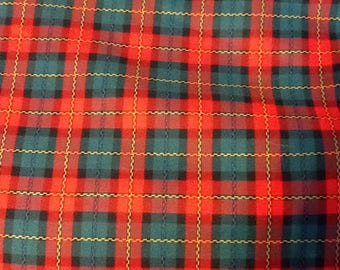 Polyester scottish plaid fabric, red, green , yellow 30" down 58" , scottish fabric, tartan, scottish runner, kilt fabric, tartan scarf