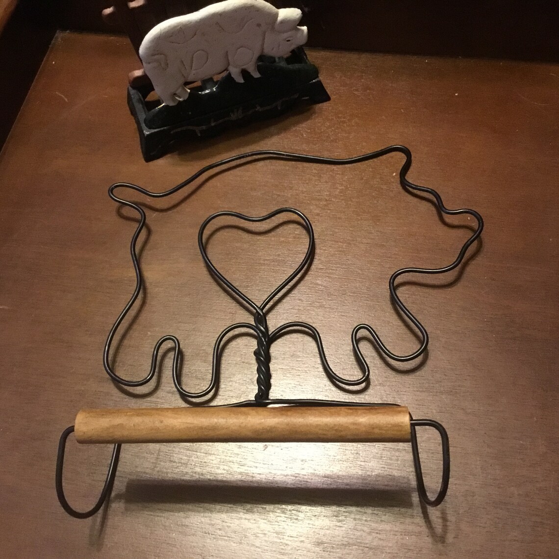 A Couple of Vintage Pigs. Cast Iron Pig Napkin Holder Metal Etsy UK