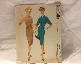 Vintage 1960 McCalls pattern 5315-size 16- bust 36- misses Dress and Jacket - timeless slim fitting dress with short cropped jacket