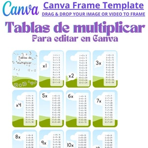 Diseño de tablas de multiplicar editable Canva