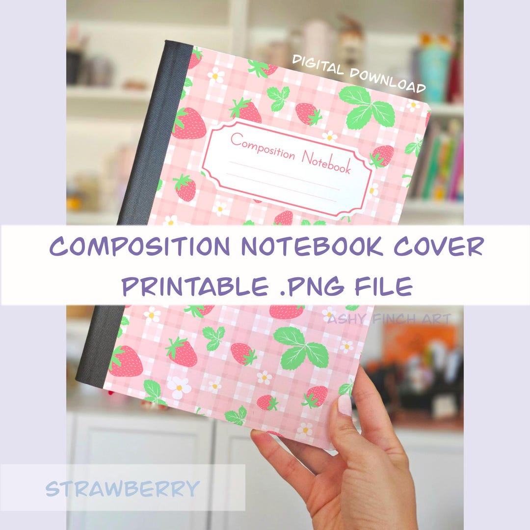 Printable Cover for Composition Notebook (PNG Digital Download) - Hand ...