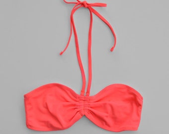 Bandeau Halter Bikini Top - Neon Pink Coral - Size 4