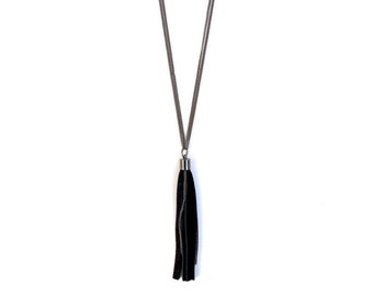 Leather Tassel Necklace - Night