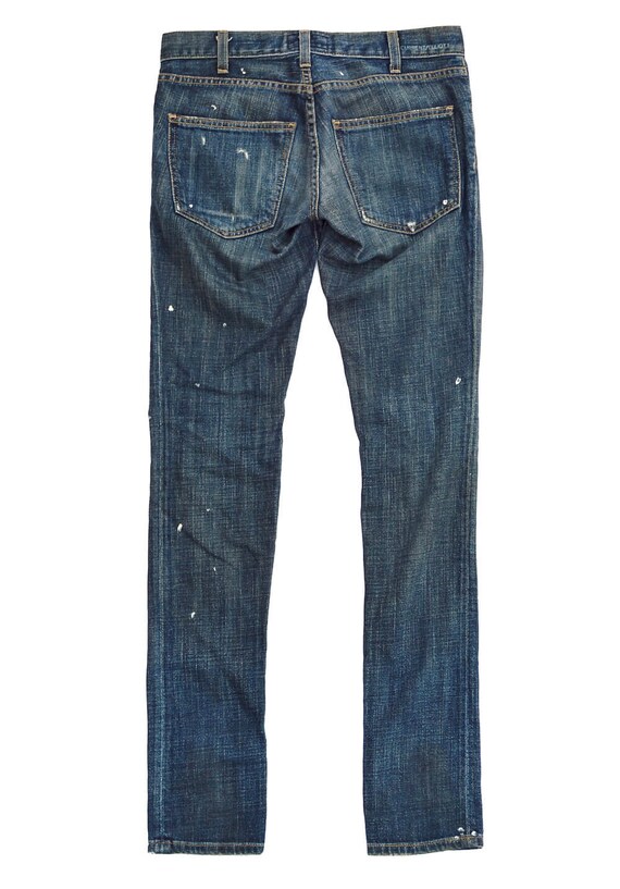 Low Rise Destroyed Jeans - Worn Blue - Waist Size… - image 3