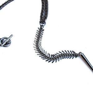 Fishbone Necklace - Gunmetal
