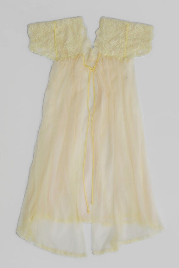 Vintage 1950s Sheer Dressing Gown - Pale Yellow -… - image 5