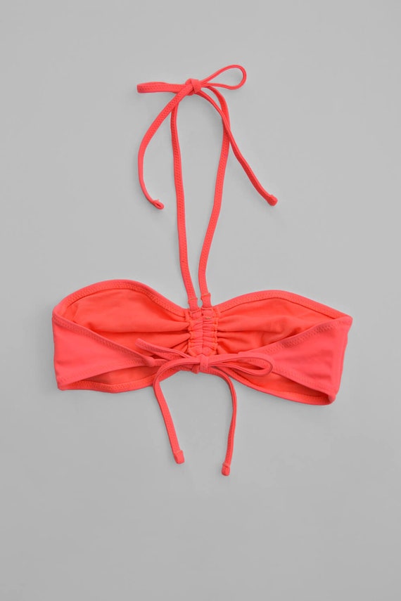 Bandeau Halter Bikini Top - Neon Pink Coral - Siz… - image 2