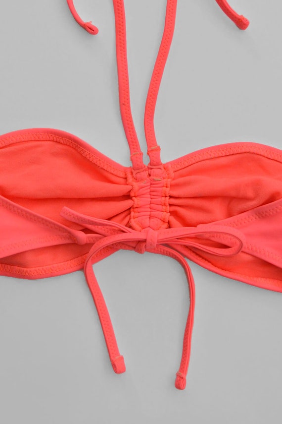 Bandeau Halter Bikini Top - Neon Pink Coral - Siz… - image 3