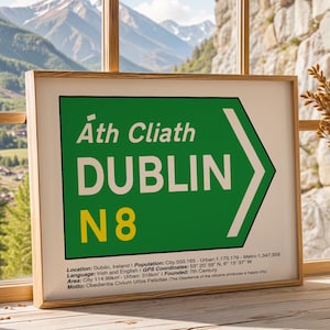 DUBLIN Ireland Road street sign Poster, gift for him, Irish gift, gift for her, St Patricks Day gift, Irish wedding gift, Irish art