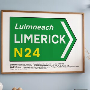 Irish Road signs - LIMERICK, Irish gift for him, gift for her, Irish wedding gift - WORLDWIDE SHIPPING