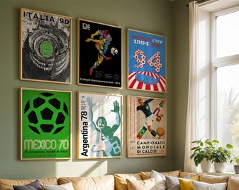 Poster vintage della Coppa del Mondo di calcio: stampa artistica di calcio retrò / 4 dimensioni /