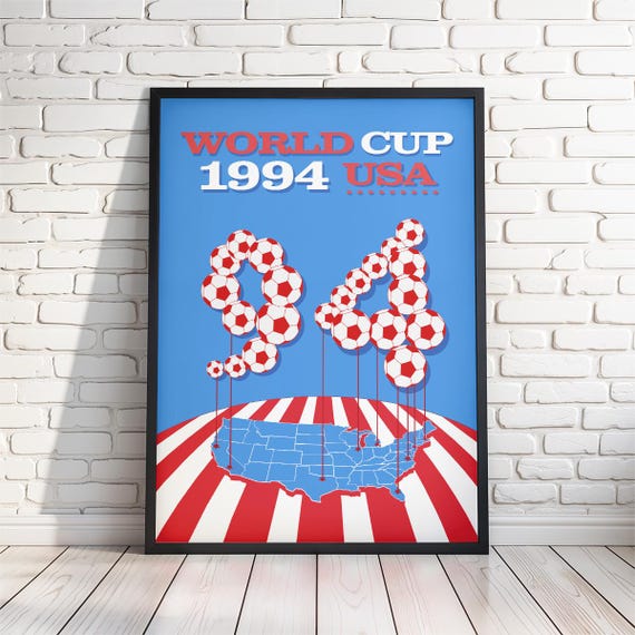 World Cup USA 1994 Poster Print. Retro Soccer Art Print | 4 Sizes