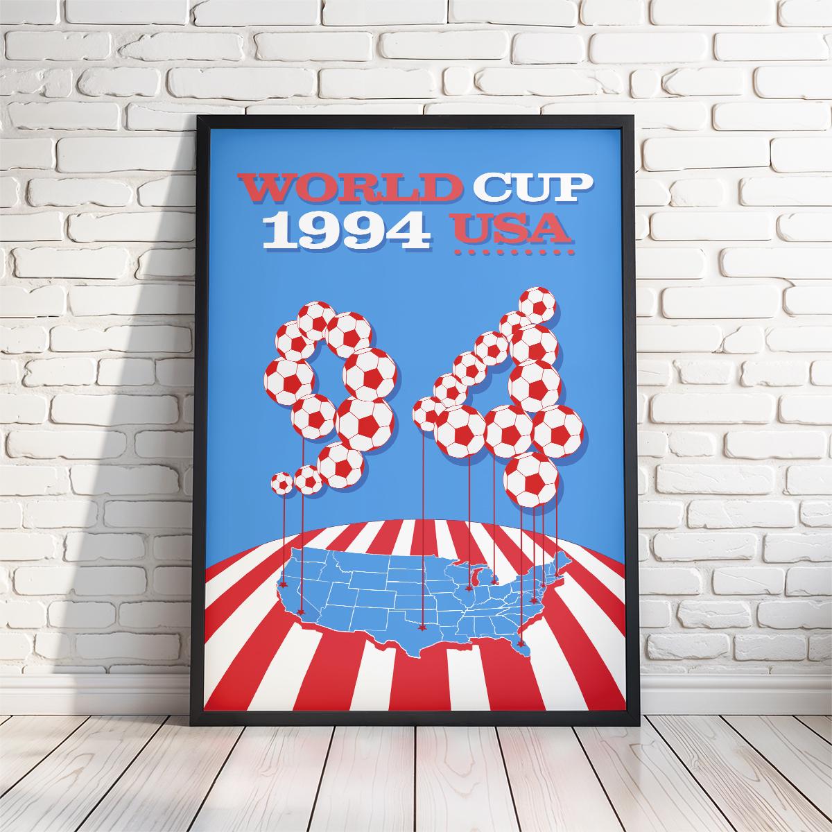 World Cup USA 1994 Poster Print. Retro Soccer Art Print | 4 Sizes