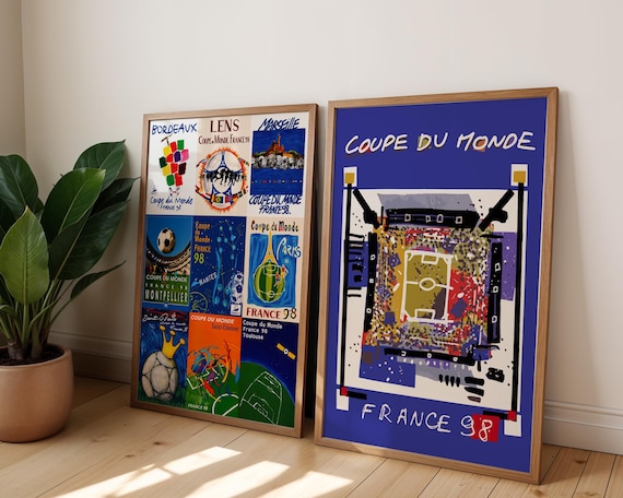 France 98 Soccer Poster Print: Retro Football Print - Etsy