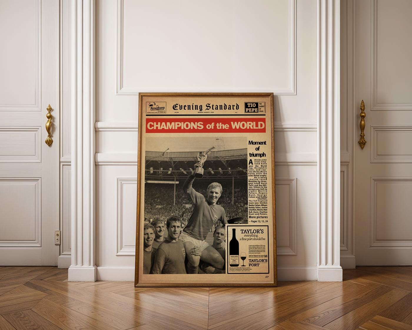1966年ワールドカップ新聞印刷物：イングランド優勝イブニング