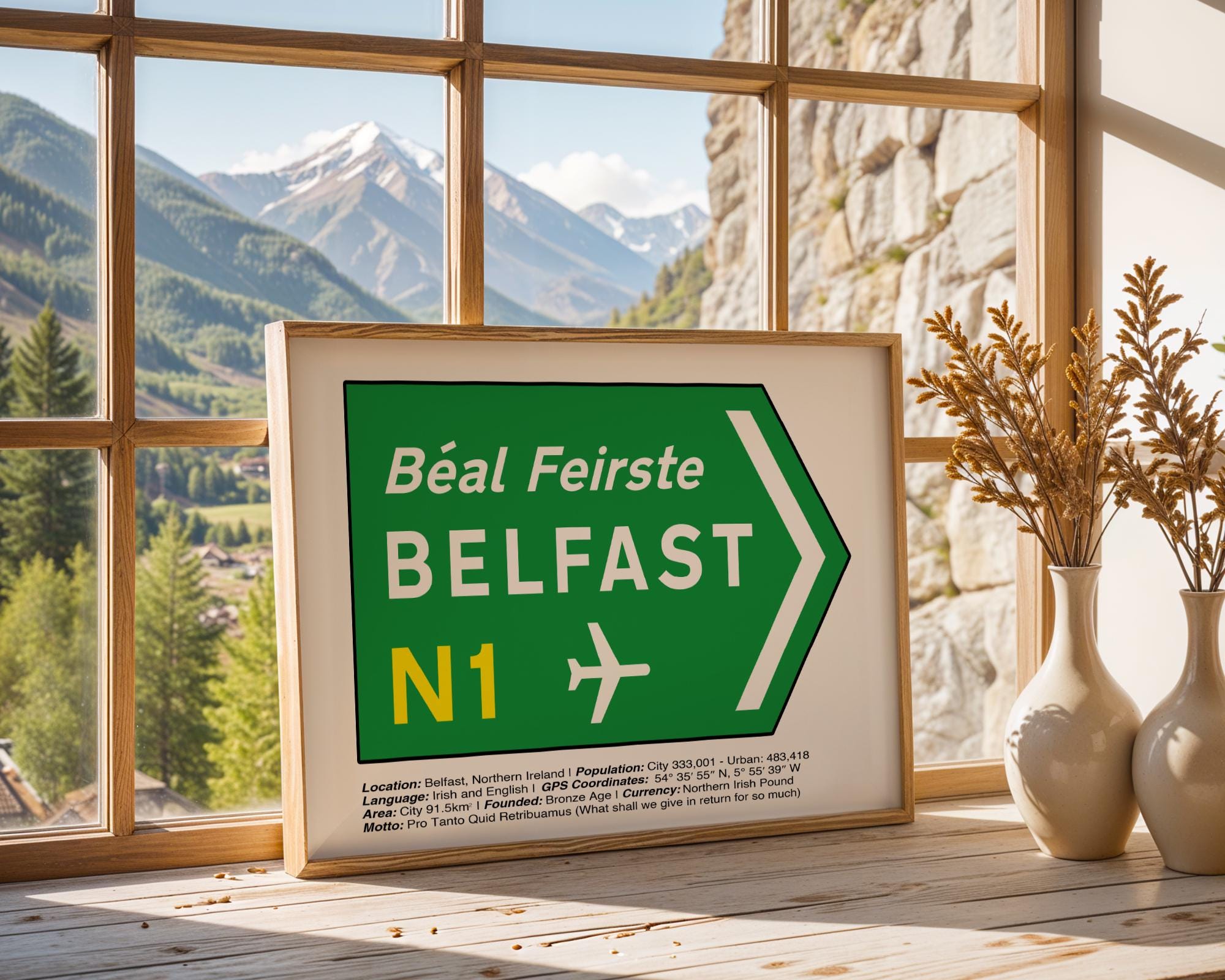 BELFAST Ireland Road street sign Poster, gift for him, Irish gift, gift for her, St Patricks Day gift, Irish wedding gift, Irish art