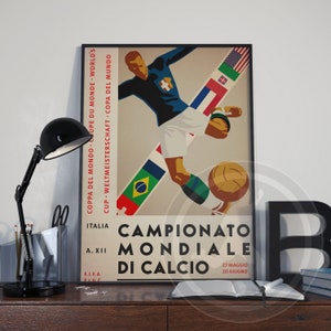 Póster de la Copa del Mundo de Italia 1934, decoración de pared con impresión de fútbol vintage retro, regalo para él, aficionado al fútbol, envío a todo el mundo.