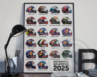 2025 Framed MOTOGP Helmet World Championship Poster Print - No Tarriffs apply