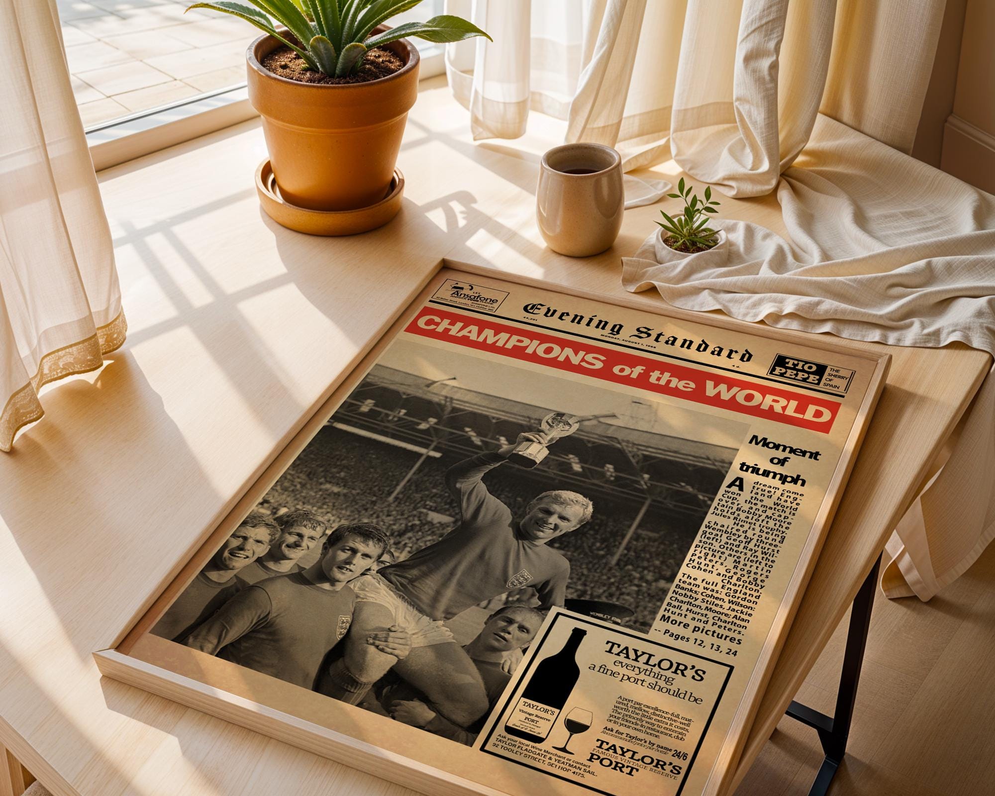 1966年ワールドカップ新聞印刷物：イングランド優勝イブニング