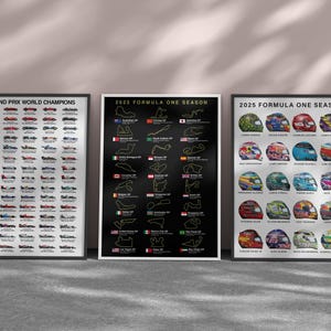 Pacchetto poster F1 2025 - 3 poster della stagione 2025 di Formula 1, regalo ideale per lui, decorazione da parete con tema motorsport, regalo per appassionati di F1