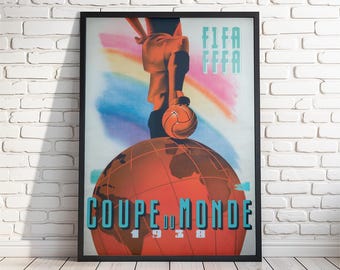 1938 World Cup France Soccer Poster: Vintage Soccer Wall Art