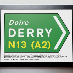 Derry Print | Derry Poster | Irish gift for him | Irish wedding gift | Framed Gift for Home | 4 Sizes available