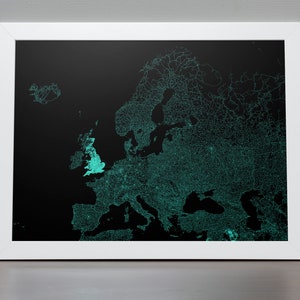 Poster Europese wegenkaart