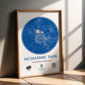 St Johnstone, carte, Fir Park, terrain de football, carte, affiche de football, formats A1 à A4. St JOhnstone FC Ecosse Idée cadeau pour fan de football