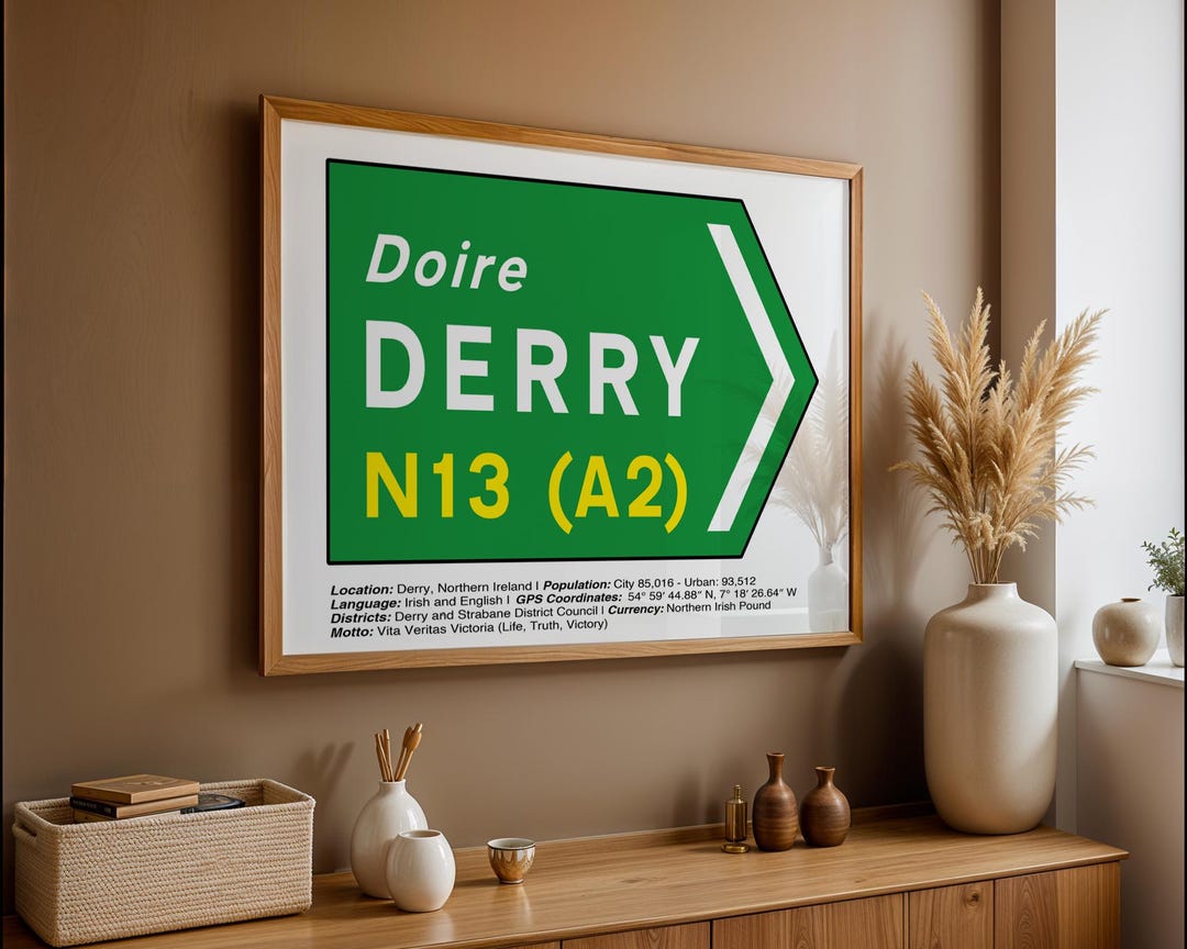 Irish Street Sign - DERRY Road Sign Print - Authentic Ireland Travel ...