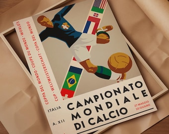 1934 Soccer World Cup Italy Poster: Retro Football Art Print