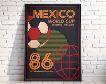 Mexico 1986 Soccer Poster: Retro Football Wall Art