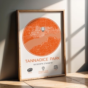 Dundee United FC Tannadice Stadium Map Poster: Scotland Football Gift