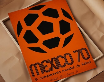 World Cup 1970 poster - Mexico 70 Print - Vintage Soccer Art, Football Fan Gift : 3 Sizes