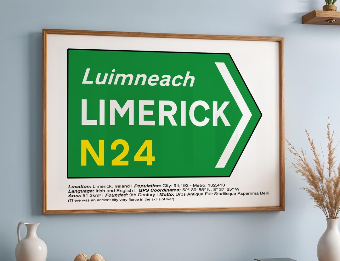 Limerick Irish Road Sign Poster: Ireland Wall Art (A4/A3/A2) - Etsy