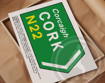 CORK Ireland Road street sign Poster, gift for him, Irish gift, gift for her, St Patricks Day gift, Irish wedding gift - WORLDWIDE SHIPPING