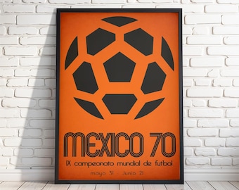 Póster del Mundial de México 1970, impresión artística de fútbol vintage (4 tamaños)