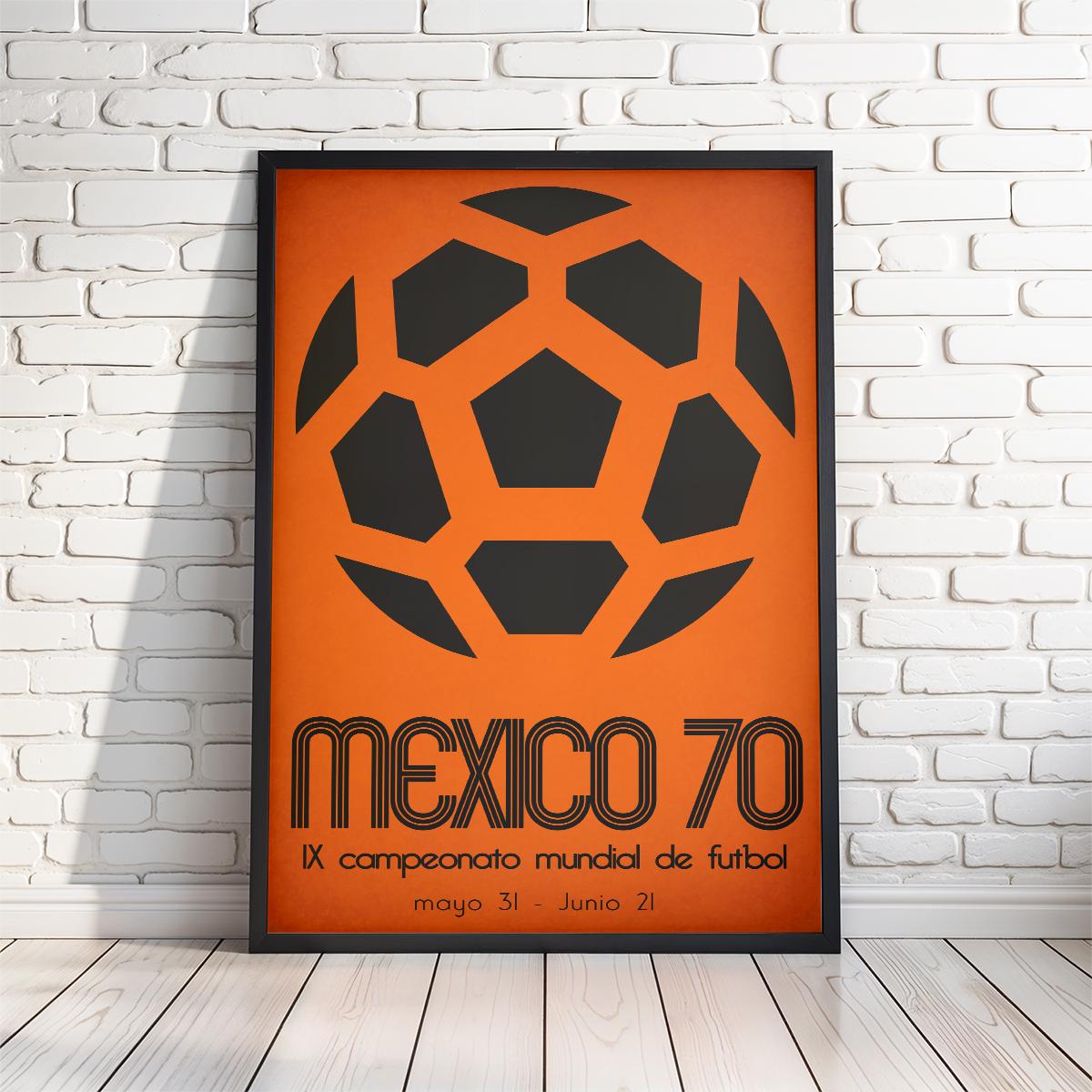 Mexico 1970 World Cup Poster Print, Vintage Soccer Art Print - 4
