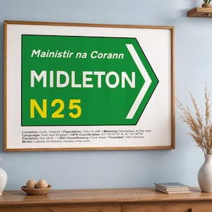 Irish Road signs - Midleton County Cork, Irish gift for him, gift for her, Irish Wedding gift idea - WORLDWIDE SHIPPING