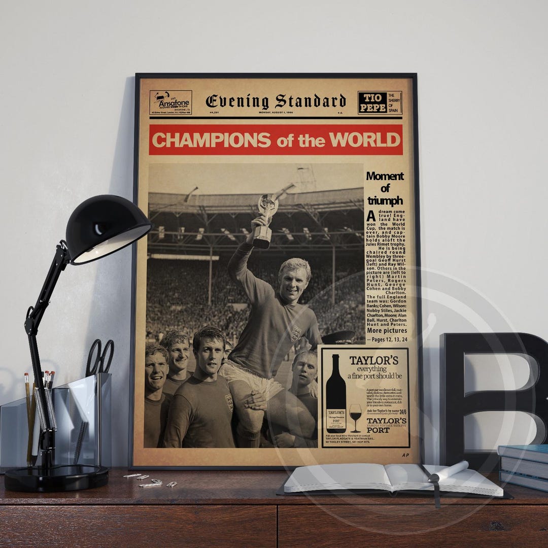 1966年ワールドカップ新聞印刷物：イングランド優勝イブニング