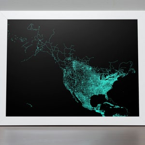 Poster Wegenkaart van Noord-Amerika