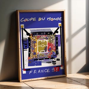 Póster del Mundial de 1998 - Francia 98, impresión de fútbol retro vintage, arte de pared, regalo para él, envío a todo el mundo.